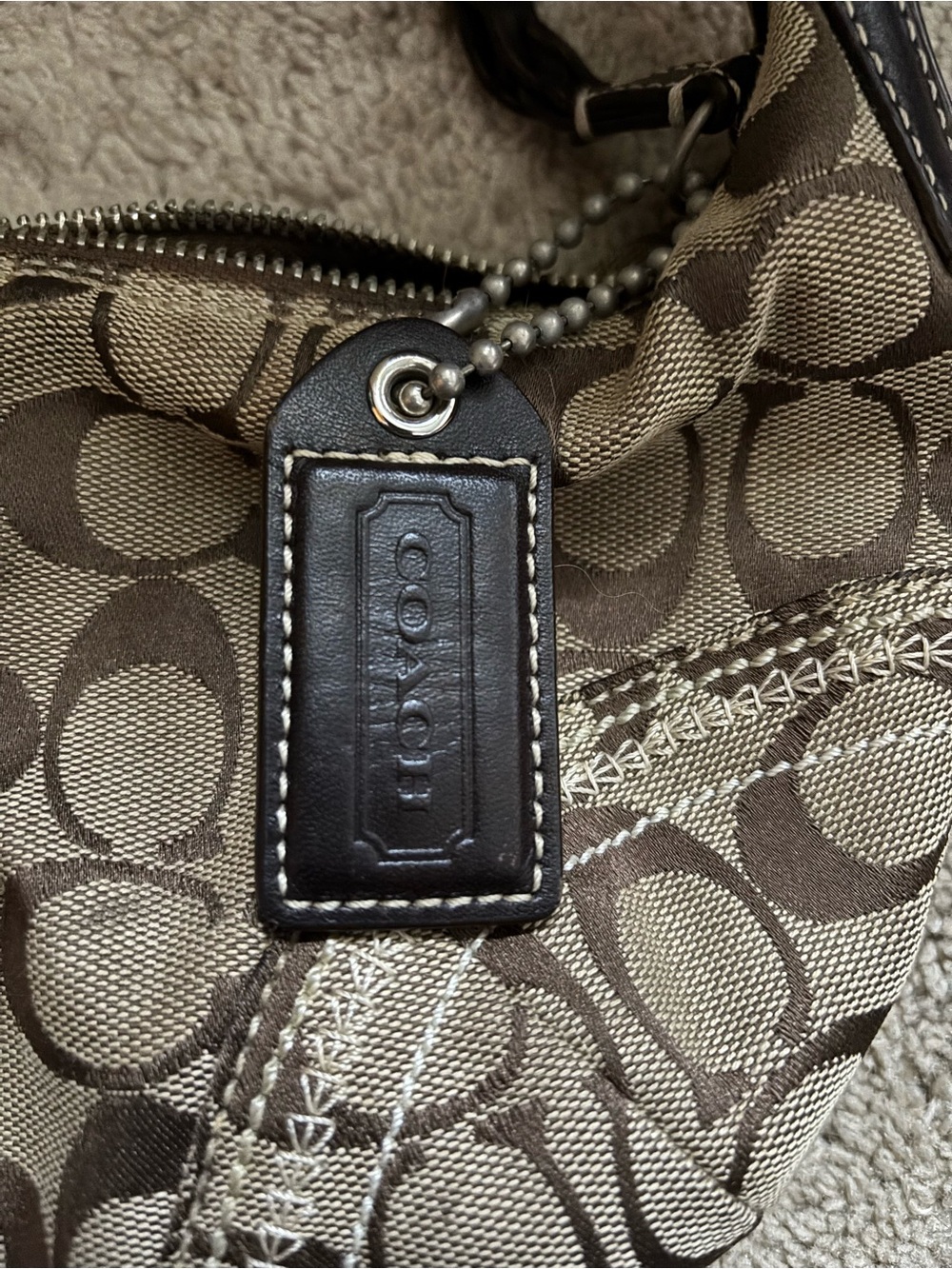 Coach Canvas Shoulder Bag in Brown and Tan - Picture 3 of 5